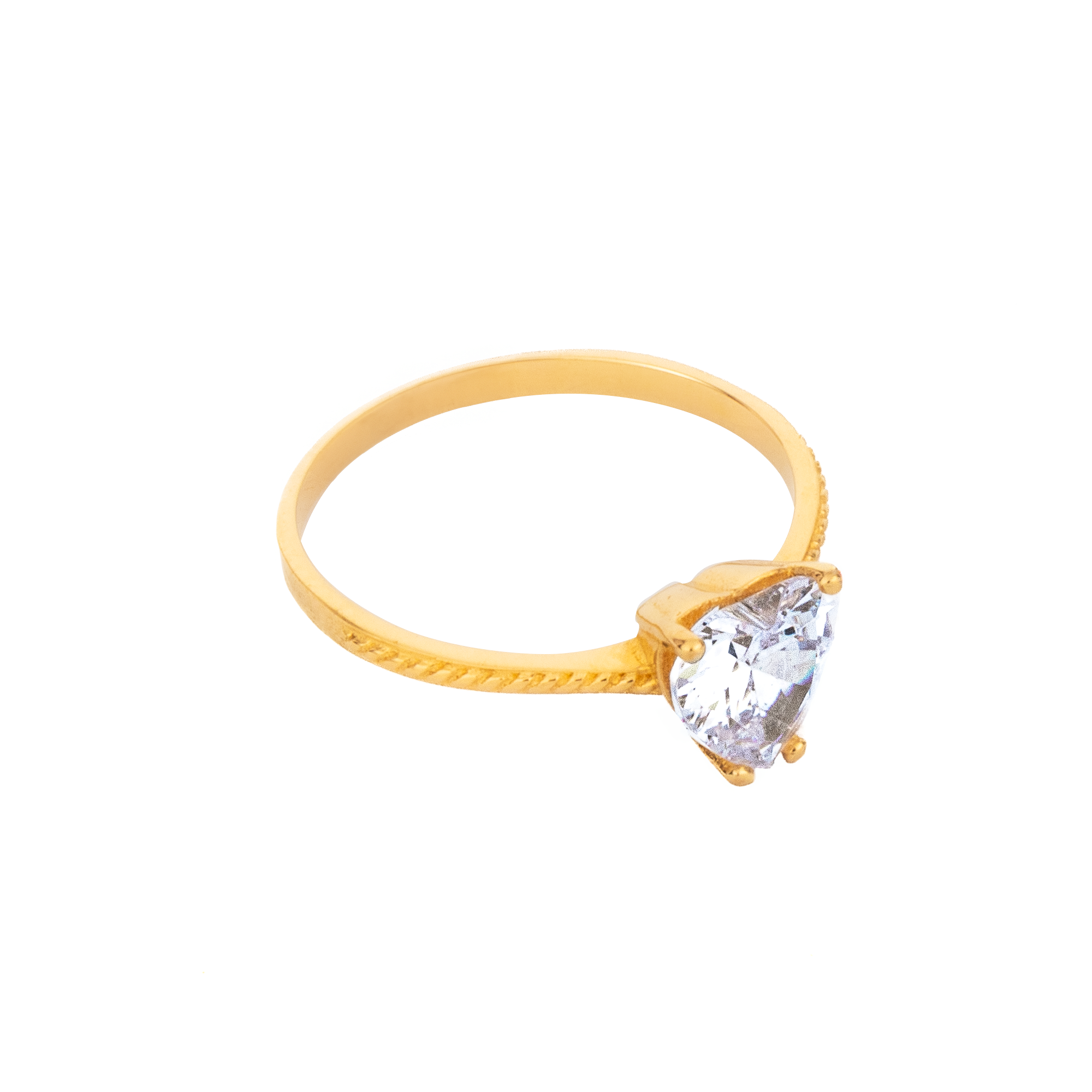 Anillo Circonia corazón en Oro de 14 Kilates. Oro Fino Joyería.