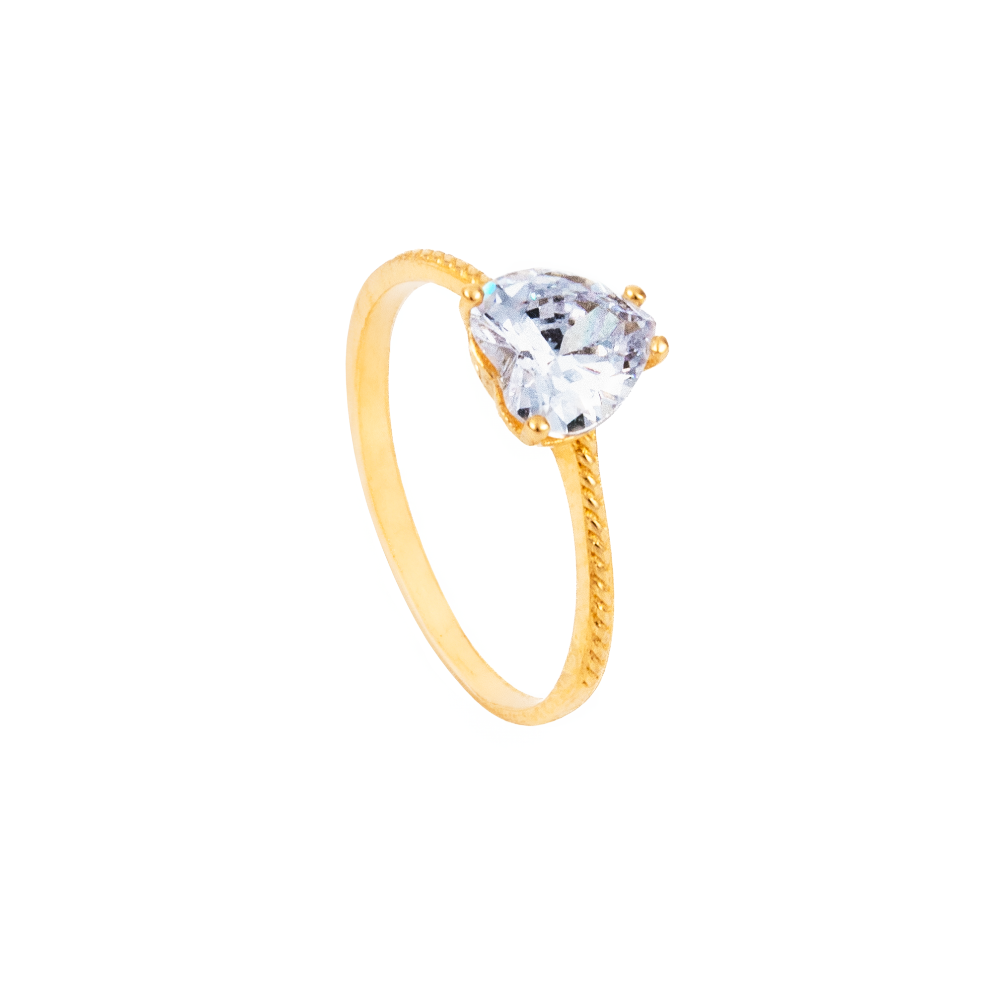 Anillo Circonia corazón en Oro de 14 Kilates. Oro Fino Joyería.