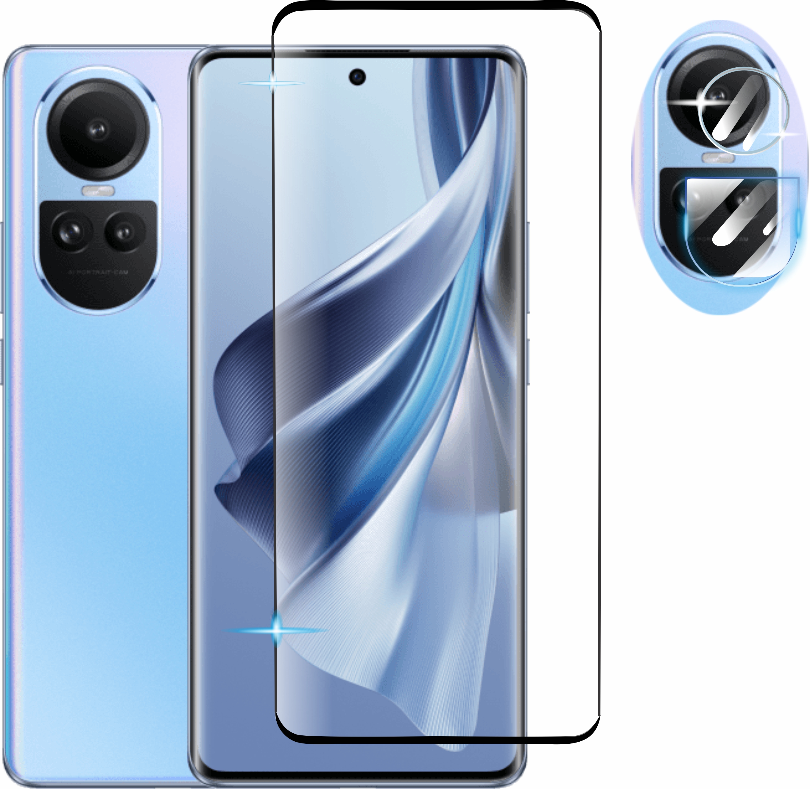 Pack Cristal Templado 9d Para Oppo Reno 10 5g/pro + Micas Camaras