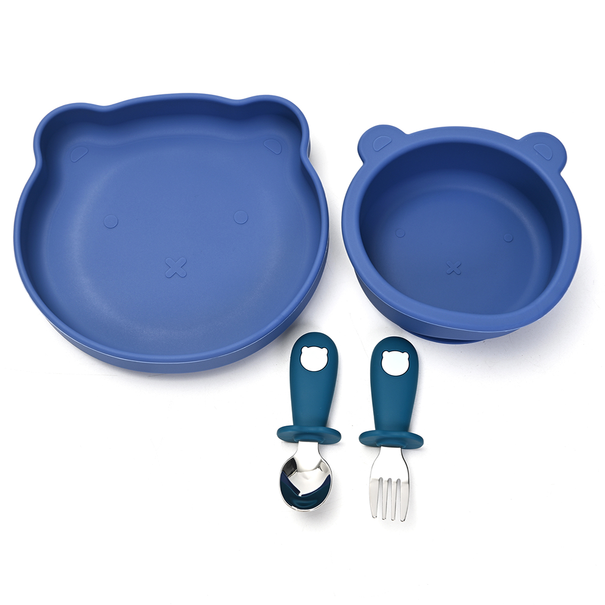Vajilla para Bebé con 2 Platos, Cuchara y Tenedor, Libre de BPA.