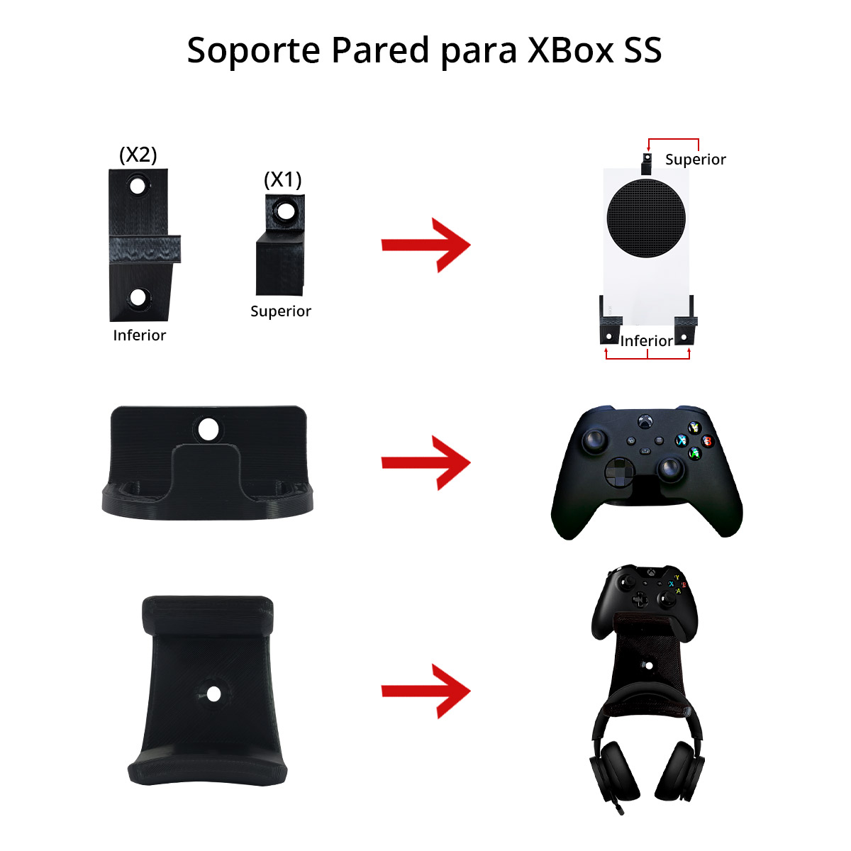 Base Xbox Series S + Soporte Control Y Audifonos
