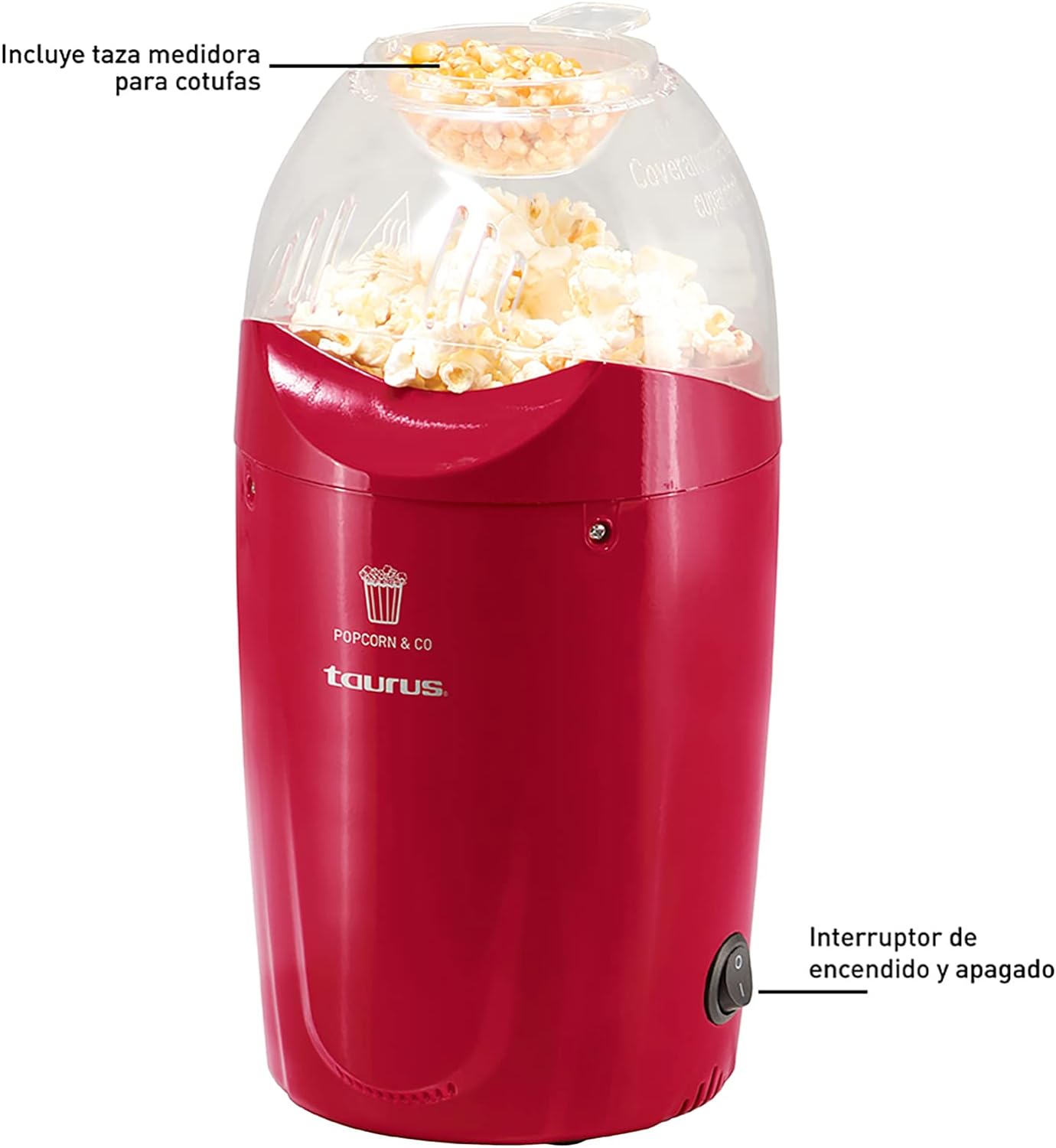 Maquina de palomitas palomera pop n corn rojo taurus.