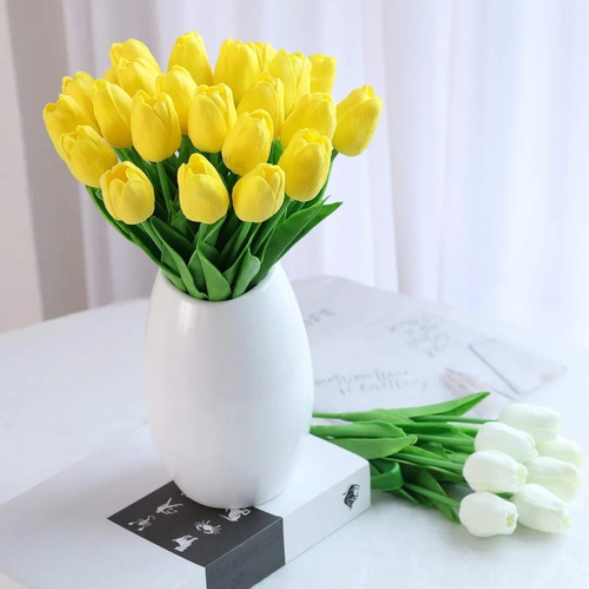 "Tulipanes Artificiales, Amarillos Y Decorativos, 30 Piezas amarillo ".