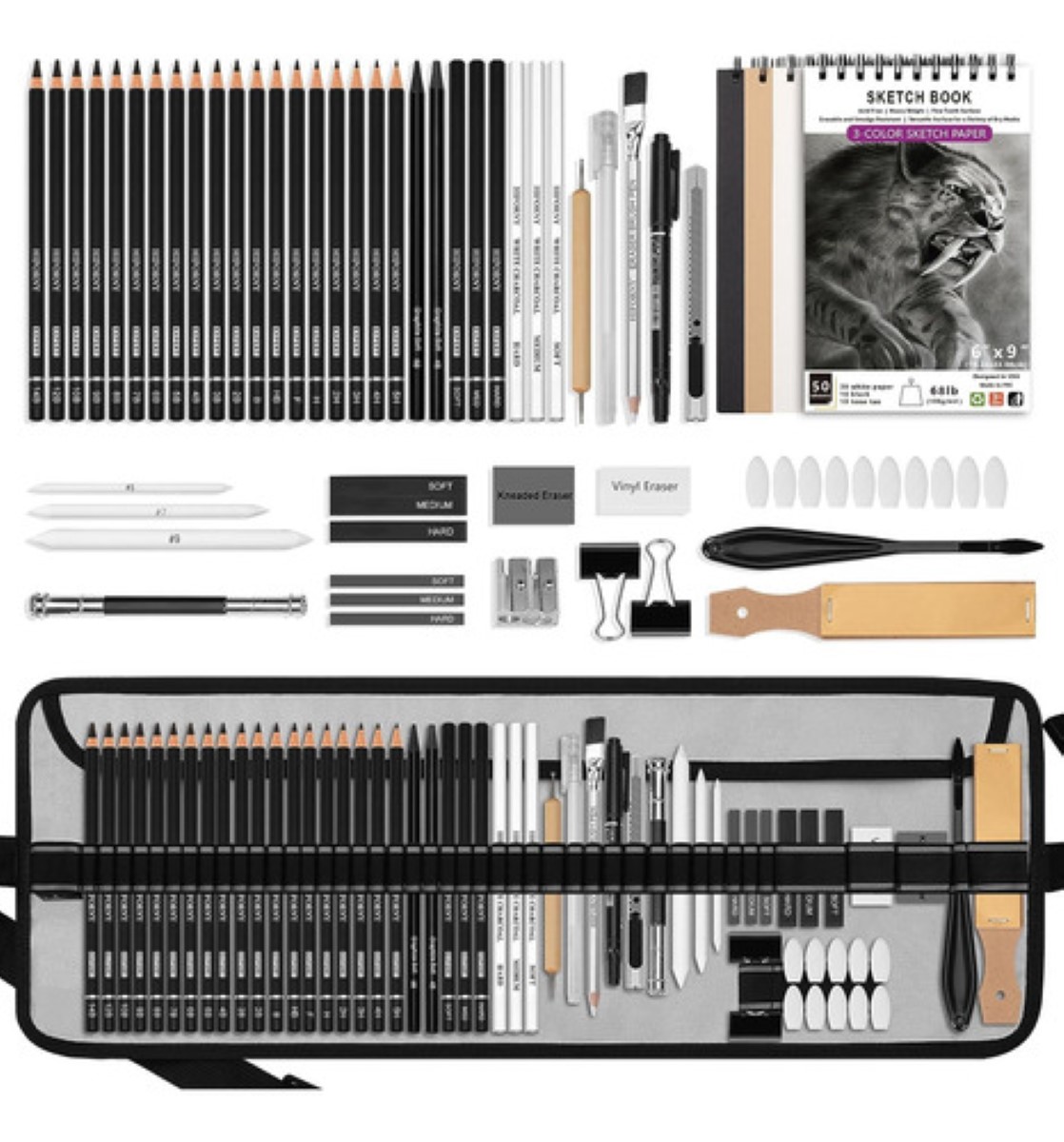 "Set De Lápices Para Dibujo, 60 Piezas gris "
