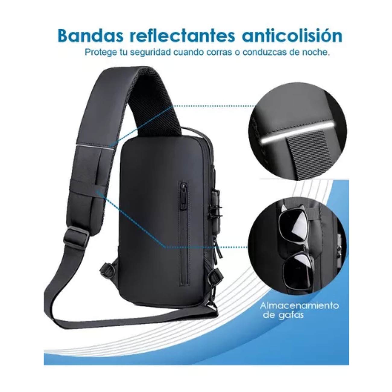 Mochila Cruzada Antirrobo Impermeable Para Hombre