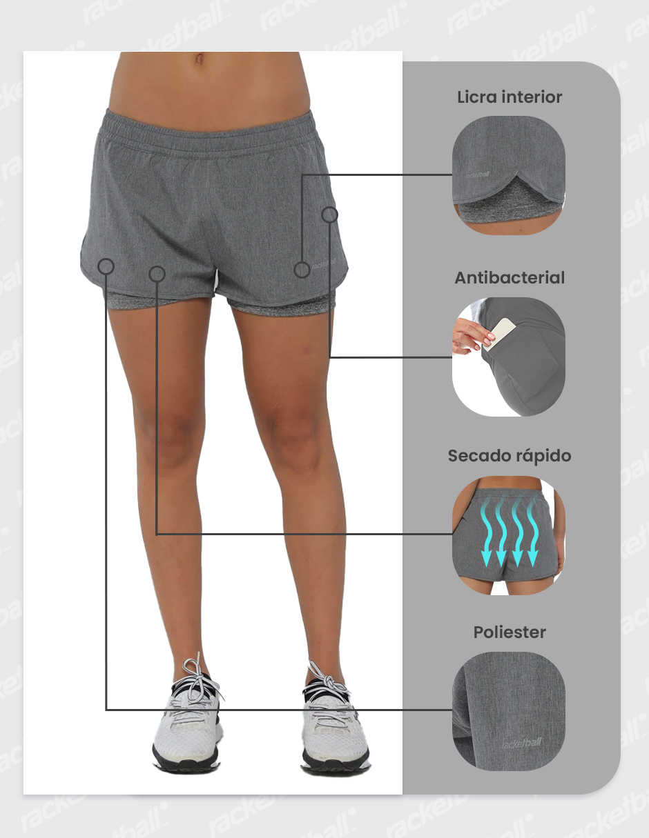 Pantaloneta Deportiva Mujer con Licra Interior y Diseño Moderno RA42347JA