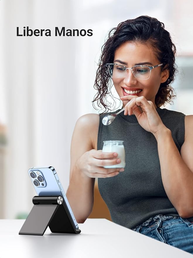 A UGREEN Soporte para Celular, Porta Base Celular Mesa Multiángulo, Phone Stand Ajustable para iPhone 15 14 13 12 Mini Pro MAX XS XR, Huawei, Galaxy S24 S23 Ultra, Xiaomi Redmi.
