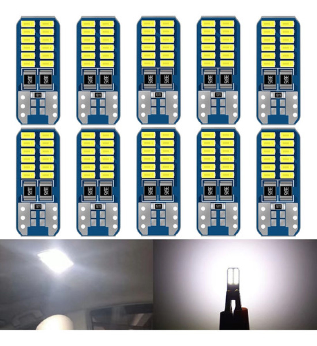 "10 Foco De Pellizco Led T10 W5w 194 168 2825 192 Canbus 12v "