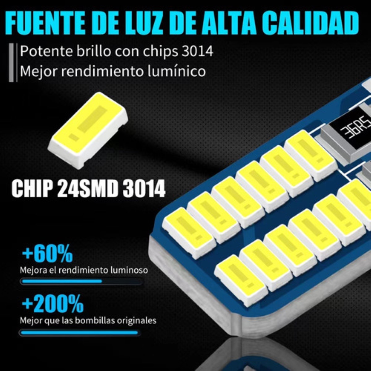 "10 Foco De Pellizco Led T10 W5w 194 168 2825 192 Canbus 12v "