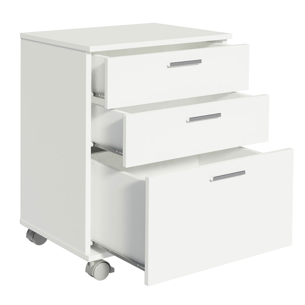 Cajonera Para Oficina Madesa Con 3 Cajones Y Ruedas Blanca.