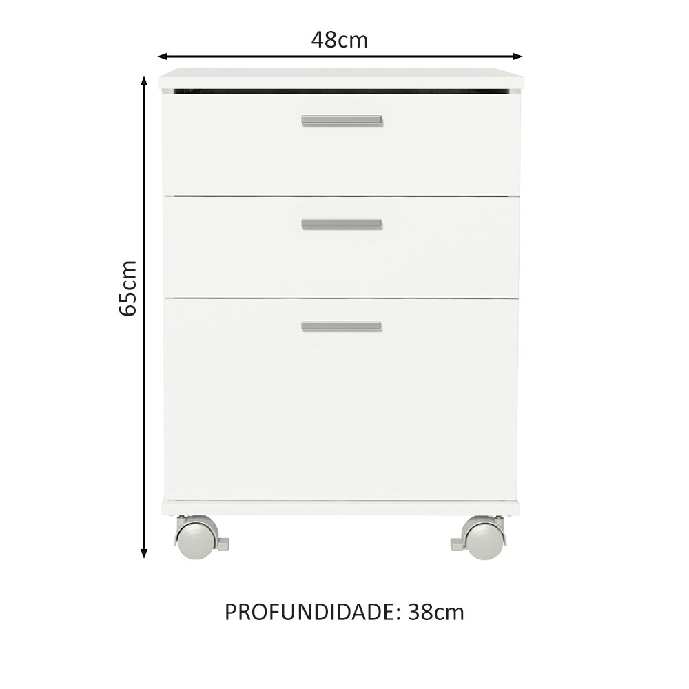 Cajonera Para Oficina Madesa Con 3 Cajones Y Ruedas Blanca.