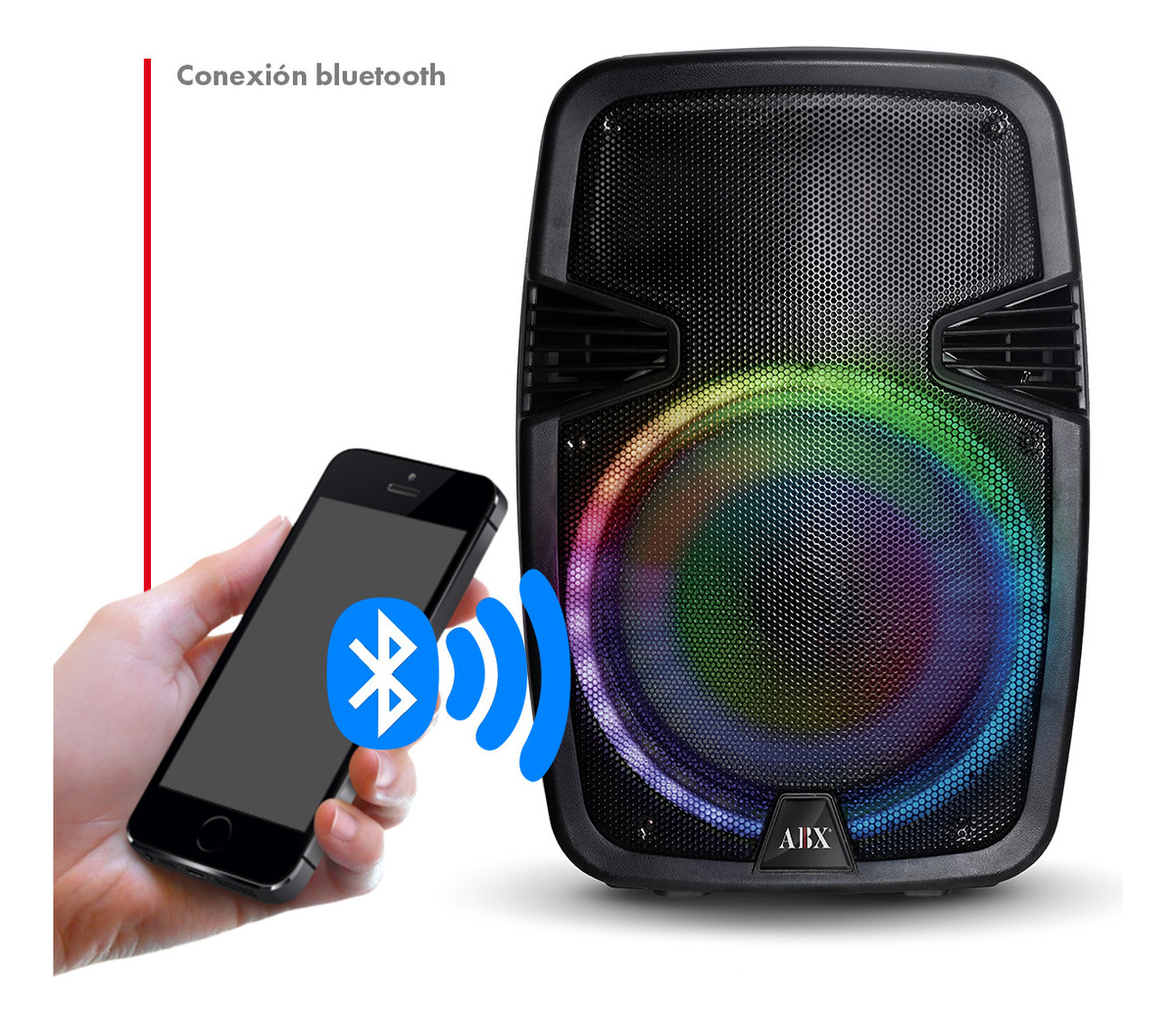 Bafle Bocina 15" Portátil Bluetooth Inalámbrico Con Luz Led Audiobox