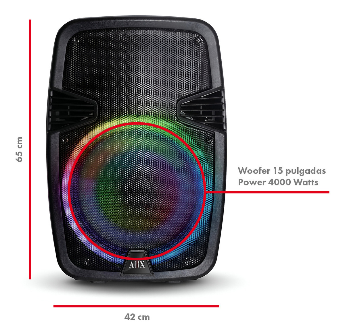 Bafle Bocina 15" Portátil Bluetooth Inalámbrico Con Luz Led Audiobox