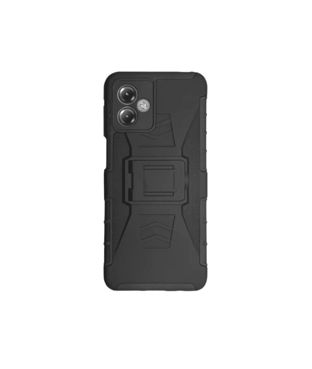 Funda Protector Uso Rudo con Clip más Mica de Cristal Gratis para Motorola G14 Color Negro.
