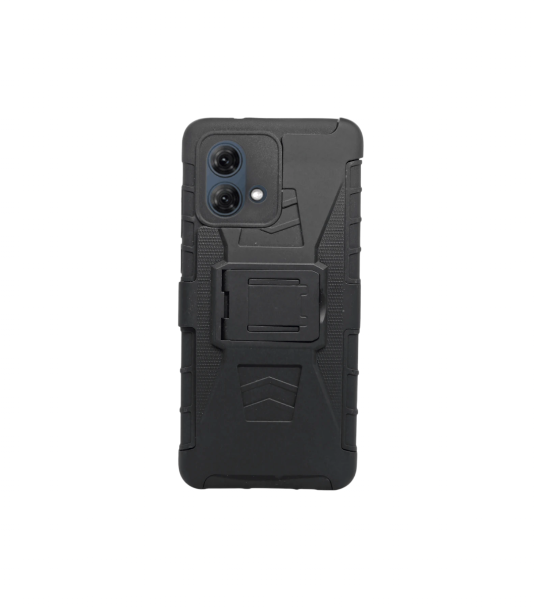 Funda Protector Uso Rudo con Clip más Mica de Cristal Gratis para Motorola G84 5g Color Negro.