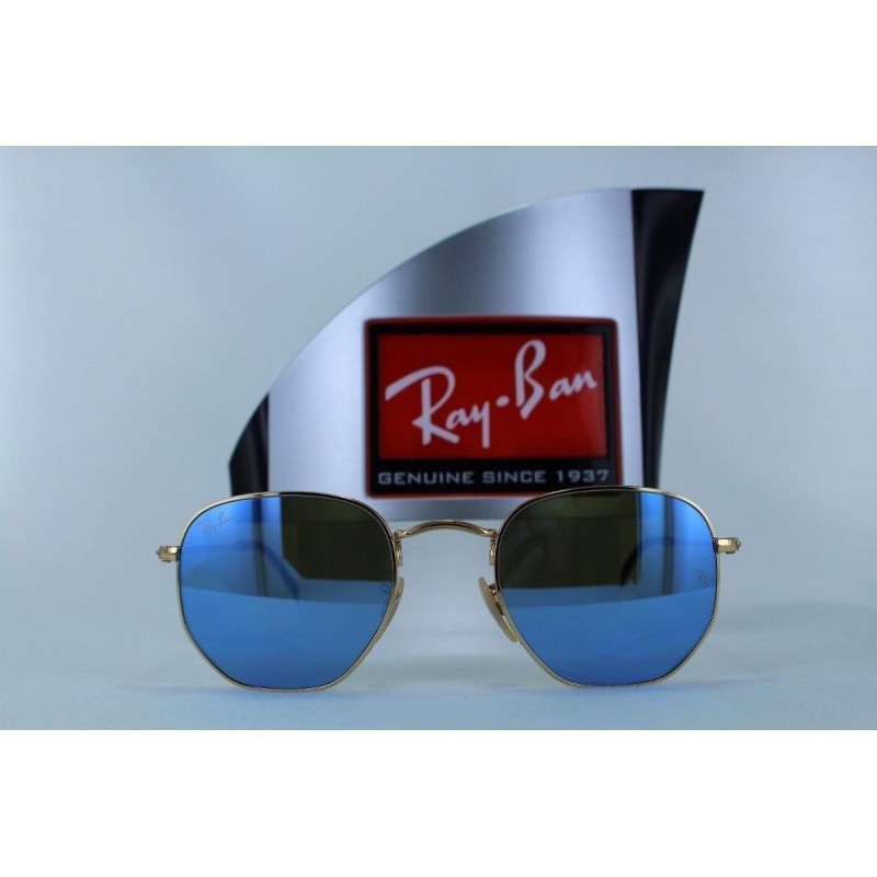 Lentes de sol Ray Ban Rb3548n 001 9o Hexagonal Azul Espejo Degradado