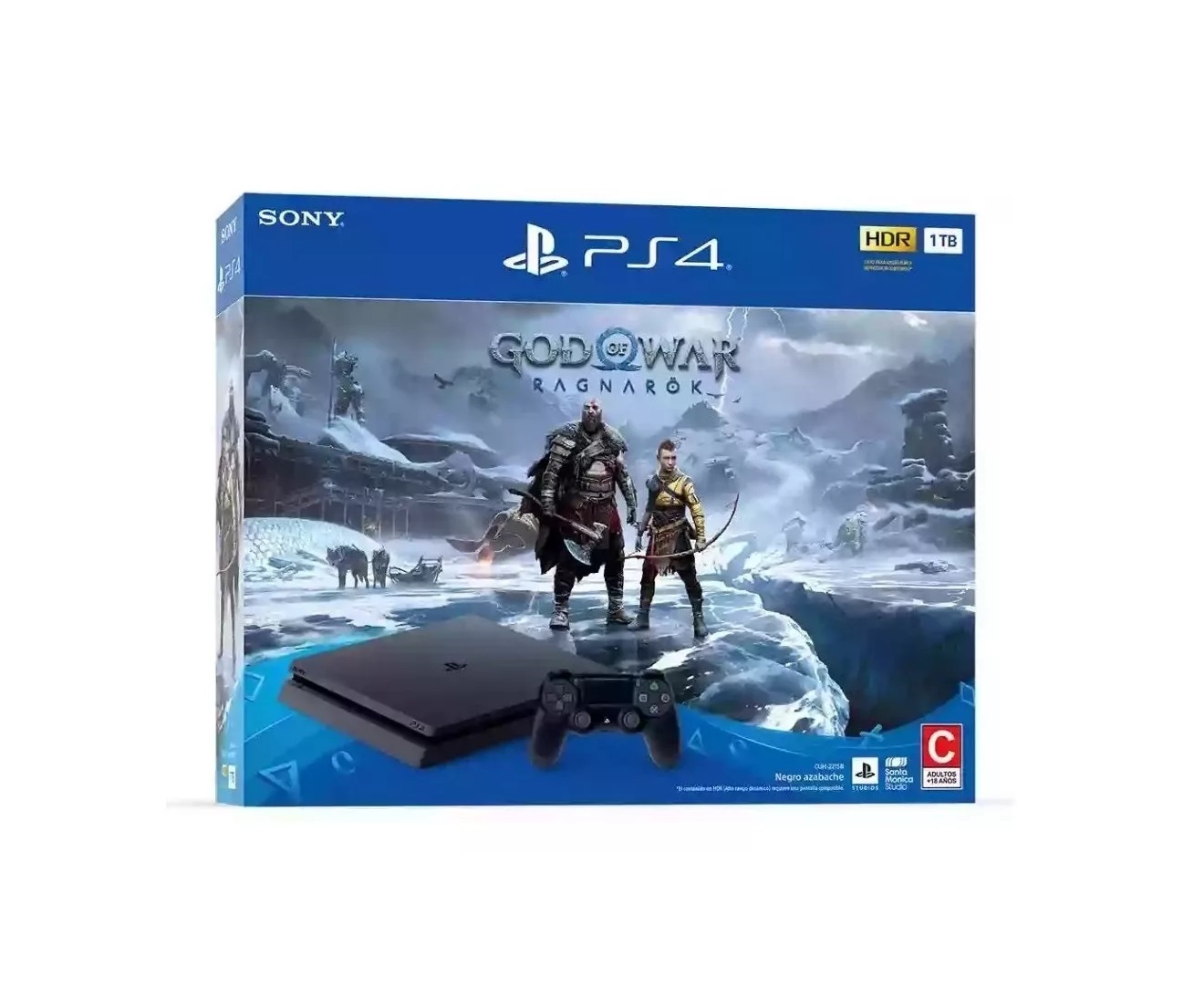 Consola Sony Playstation 4 Slim 1Tb, Bundle God Of War Ragnarok Latam Color  Negro Azabache