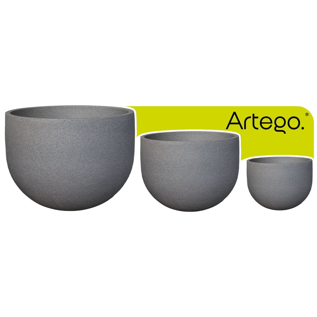 Maceta set de 3 piezas moderna para exteriores RUSTIC de Polietileno ultra ligera Artego Japi.