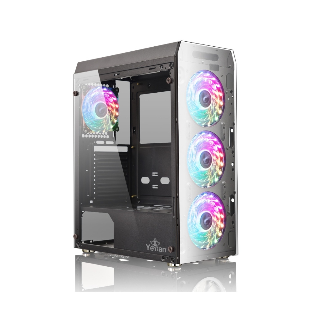 GABINETE YEYIAN GAMER YCH-MTA7-01BK KRYPTON ATX 3 VENT ARGB CRIS/TEMP.