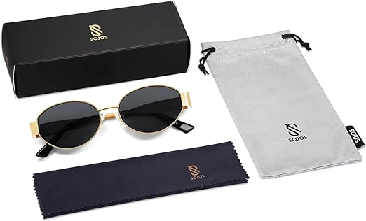 SOJOS - anteojos de sol ovaladas retro para mujeres y hombres, anteojos de sol de moda, sombras clásicas, protección UV400, SJ1217.