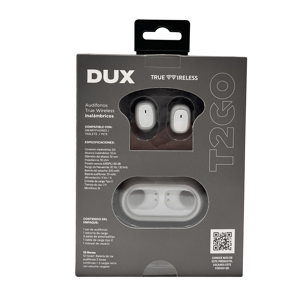 Audífonos TWS Dux T2GO Color Gris .