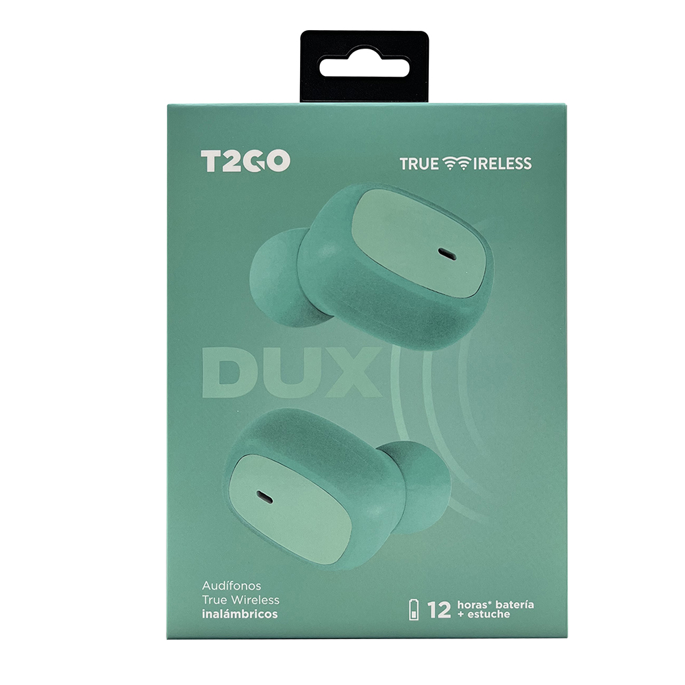 Audífonos TWS Dux T2GO Color Menta.