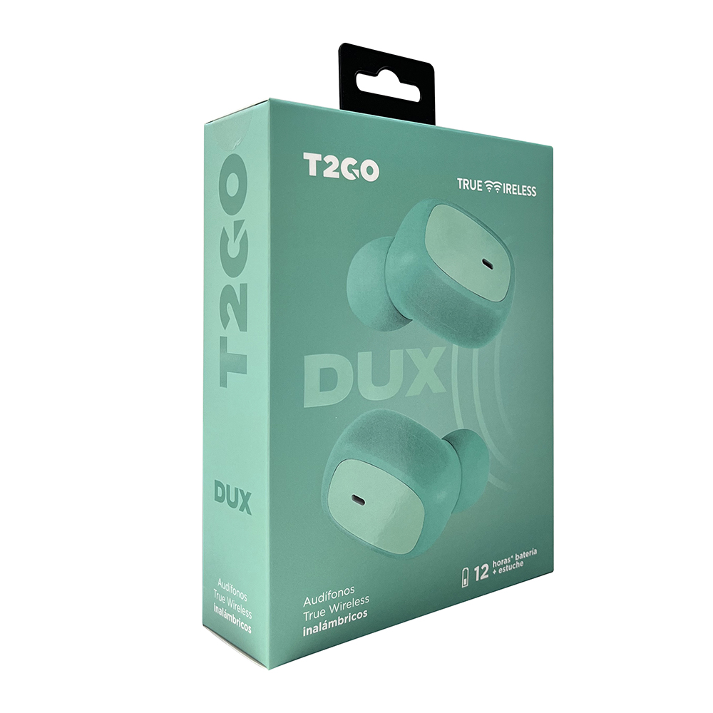 Audífonos TWS Dux T2GO Color Menta.