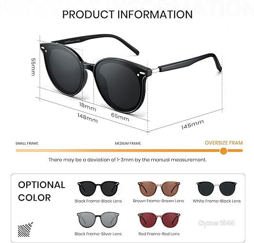 Cyxus Lentes de Sol para Mujeres, Lentes Polarizados Mujeres Lente Retro Protección UV para Conducir, Viajar, Compras.