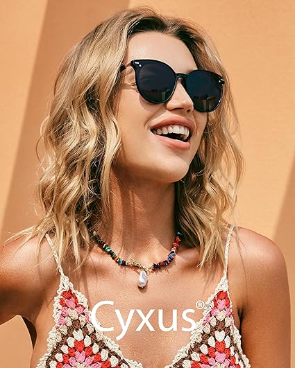 Cyxus Lentes de Sol para Mujeres, Lentes Polarizados Mujeres Lente Retro Protección UV para Conducir, Viajar, Compras.