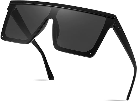 FEISEDY Gafas de sol con escudo superior plano lentes de sol cuadradas sin montura de gran tamaño para mujeres hombres UV400 protección B2470.