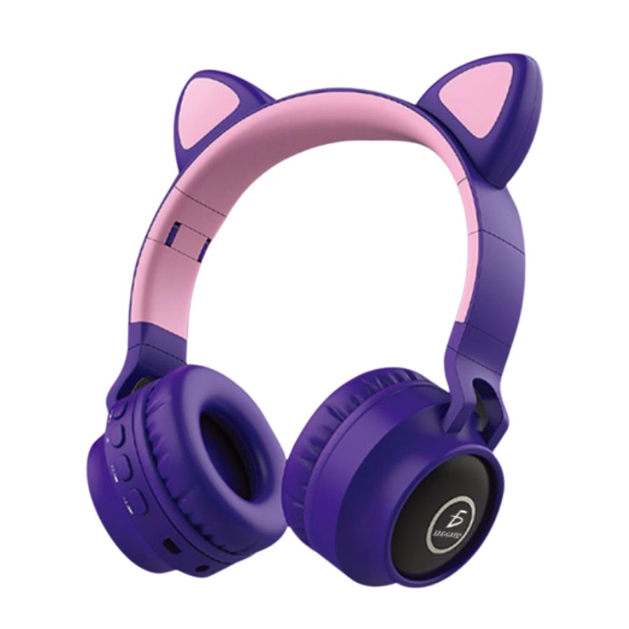 Auriculares De Diadema Con Orejas De Gato Bluetooth Luz LED con Microfono Integrado.