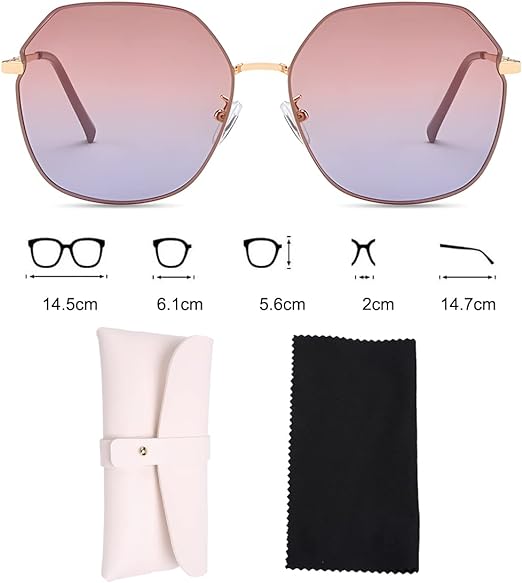 Lentes de sol mujer, Sebami Gafas De Sol de Moda de Metal anteojos de sol Gafas de protección UV Gafas de sol polarizadas perfecta para Conducción y Viajes.