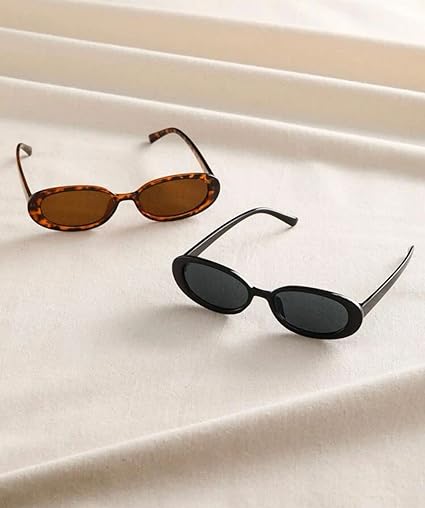 SOLAR SELFCARE lentes de sol ovalados retro para mujeres y hombres lentes de sol ovalados pequeñas vintage Gafas de protección UV paquete de 2 piezas..