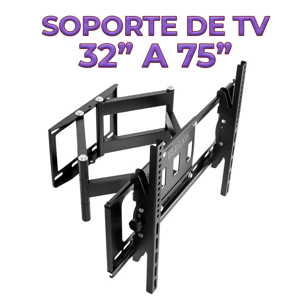 Soporte para TV Pantalla de 32 a 75 pulgadas brazo articulado Reforzado giratorio.