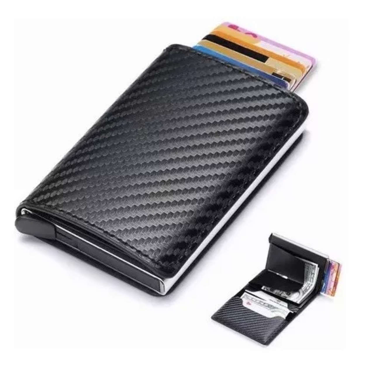 Cartera De Hombre De Piel Con Tarjetero De Aluminio Con Prot