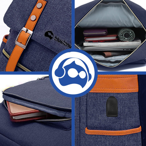 Mochila escolar Bluelander Vintage Mochila Vintage color azul 15L