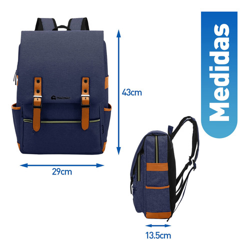 Mochila escolar Bluelander Vintage Mochila Vintage color azul 15L