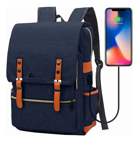 Mochila escolar Bluelander Vintage Mochila Vintage color azul 15L