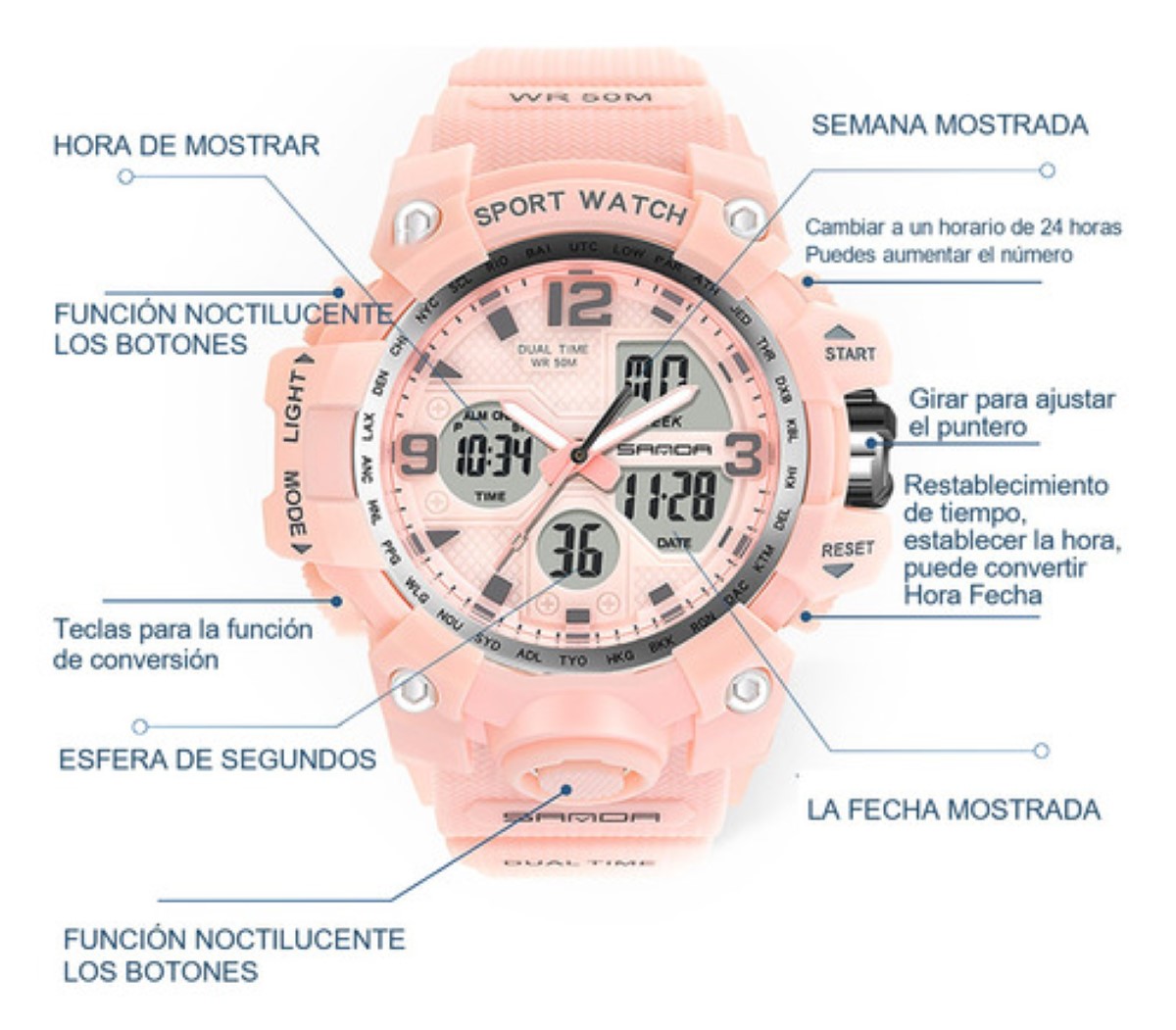 Reloj Para Mujer impermeable Blanco