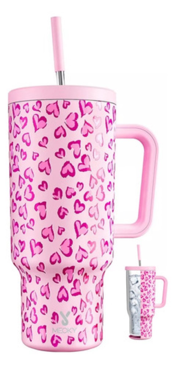 Vaso Térmico Acero Inoxidable Calor/frío Dos Picos 40oz Corazon Rosa.