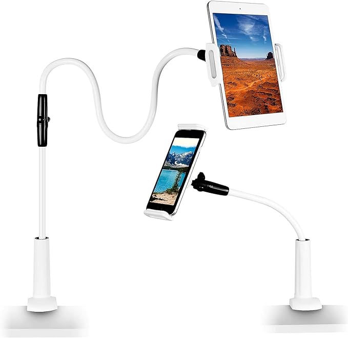 A Yostyle Soporte para Celular de Brazo Flexible, Soporte para Teléfono Móvil Cuello de Cisne para Cama Escritorio o Mesa Brazos Largos de 110 cm Soporte para 3.7-7.7" Smartphones Tablet.