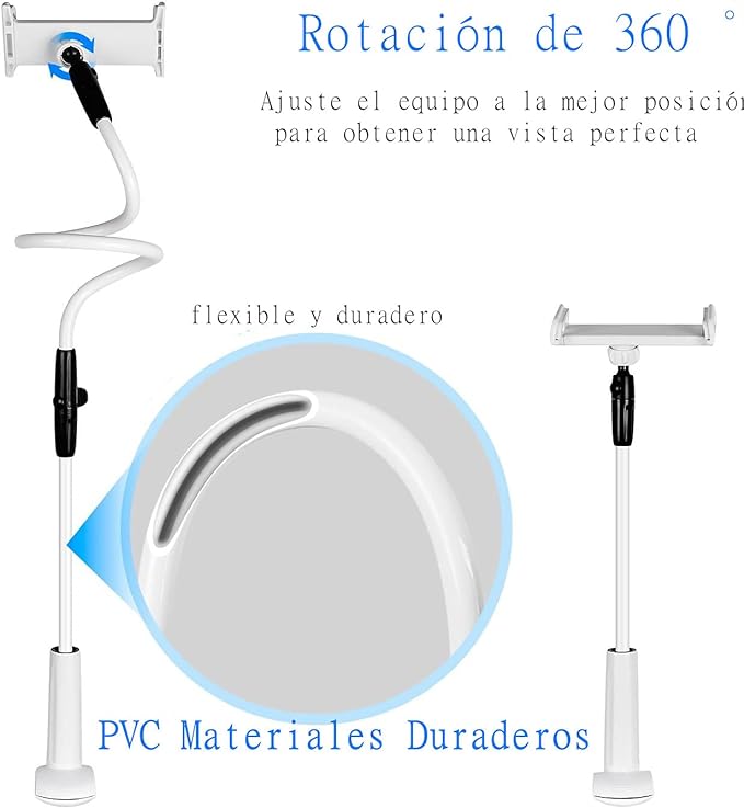 A Yostyle Soporte para Celular de Brazo Flexible, Soporte para Teléfono Móvil Cuello de Cisne para Cama Escritorio o Mesa Brazos Largos de 110 cm Soporte para 3.7-7.7" Smartphones Tablet.