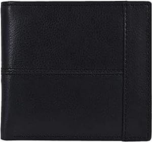 A Hisemy Cartera para hombre Carteras plegables de cuero genuino para hombres Bolsillo frontal Ventana de identificación 13 Titulares de tarjetas(negro).