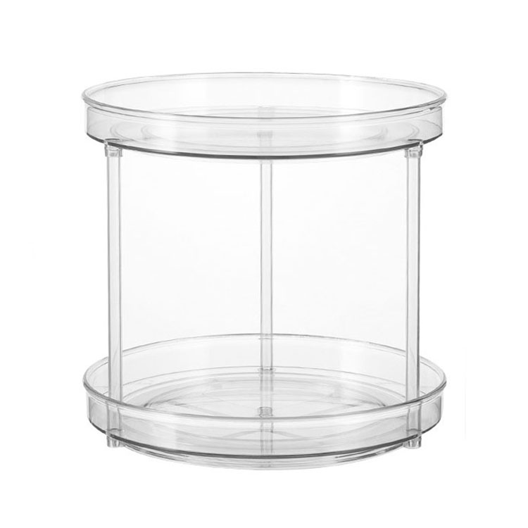 Organizador de acrílico giratorio de doble nivel para cocina.