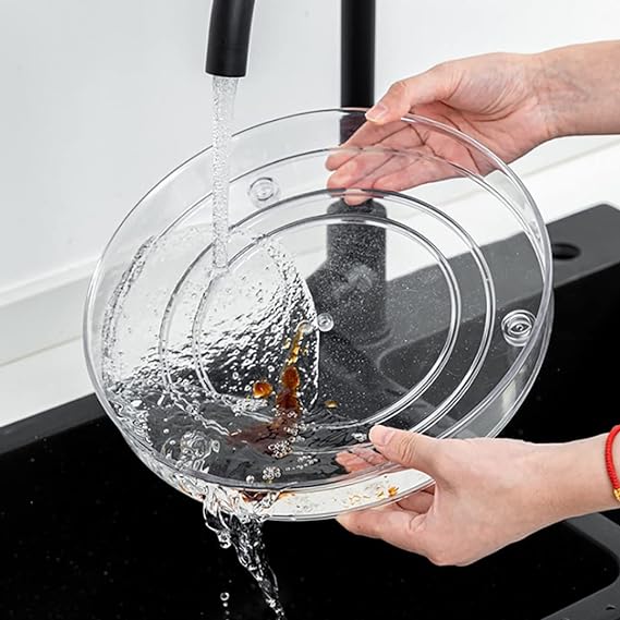 Organizador de acrílico giratorio de doble nivel para cocina.