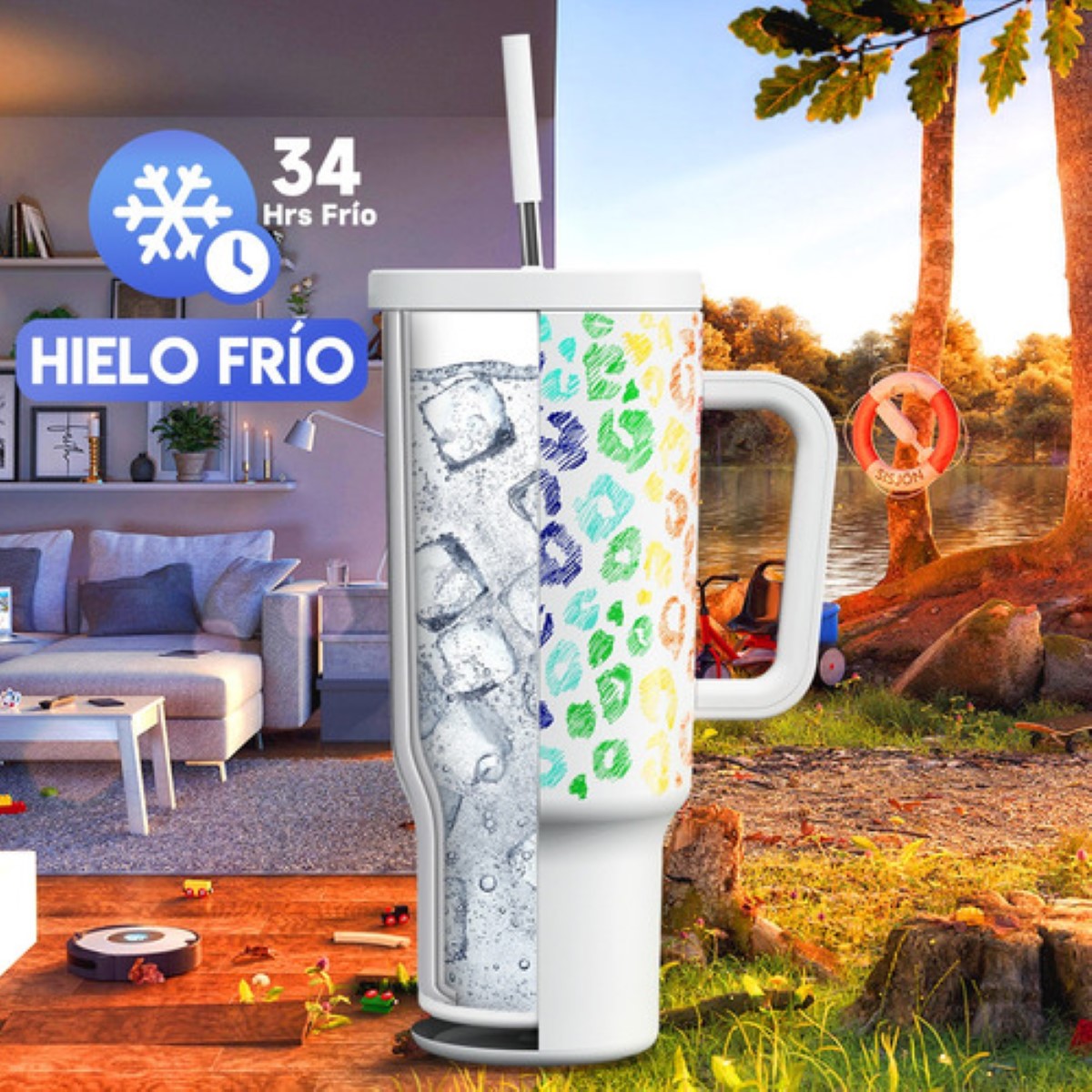 Vaso Térmico Acero Inoxidable Calor/frío Dos Picos 40oz Lanios de color