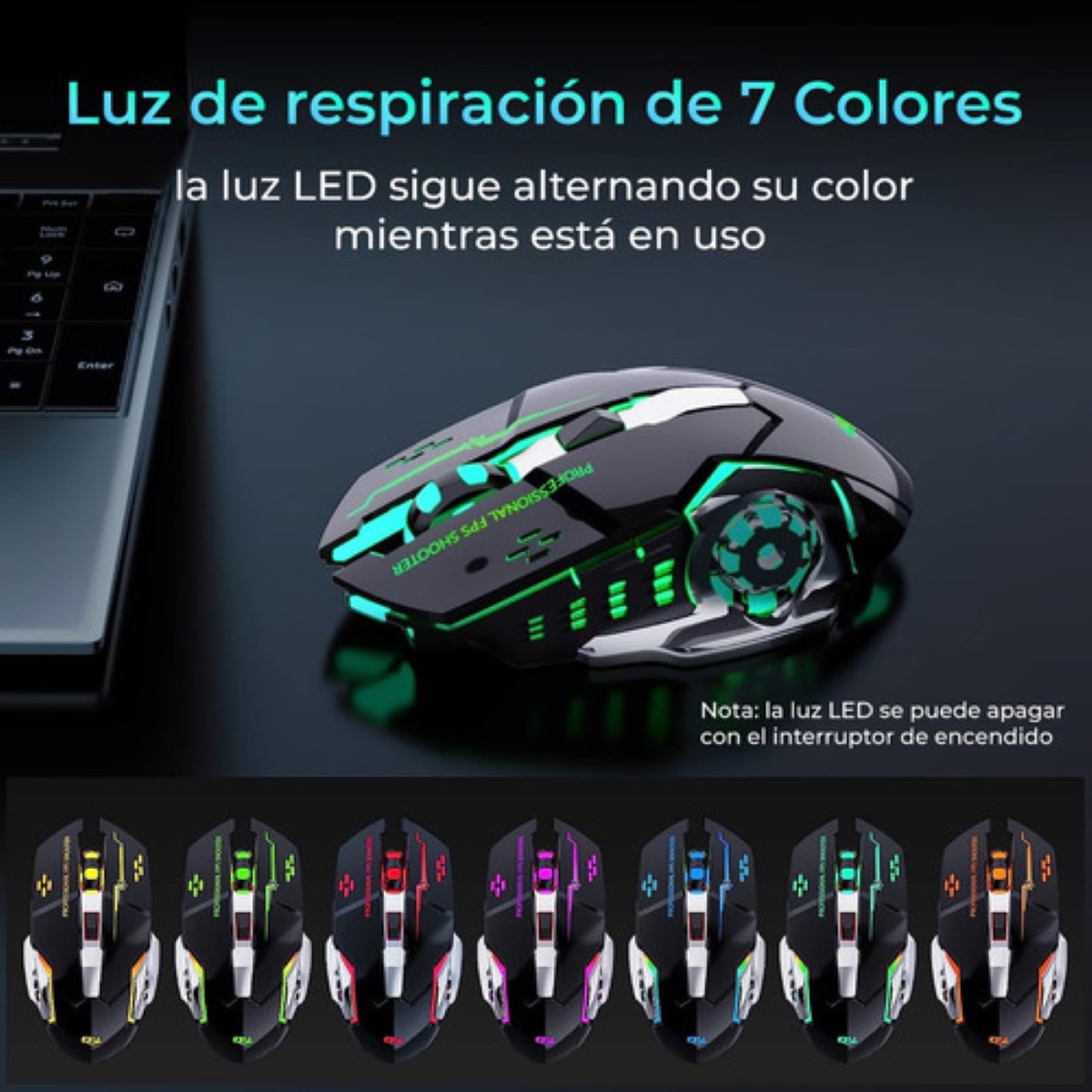 "Mouse Inalambrico Gamer Ergonomico 2.4g Bt Dual Modos Raton blanco "