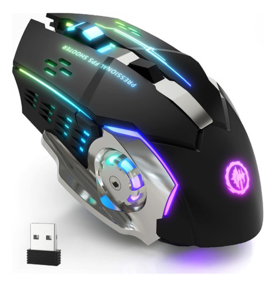 "Mouse Inalambrico Gamer Ergonomico 2.4g Bt Dual Modos Raton negro ".