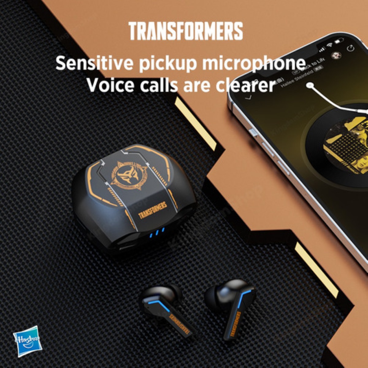"Audífonos in-ear gamer inalámbricos Transformers Bluetooth TF-T06 TF-T06 plateado con luz LED "