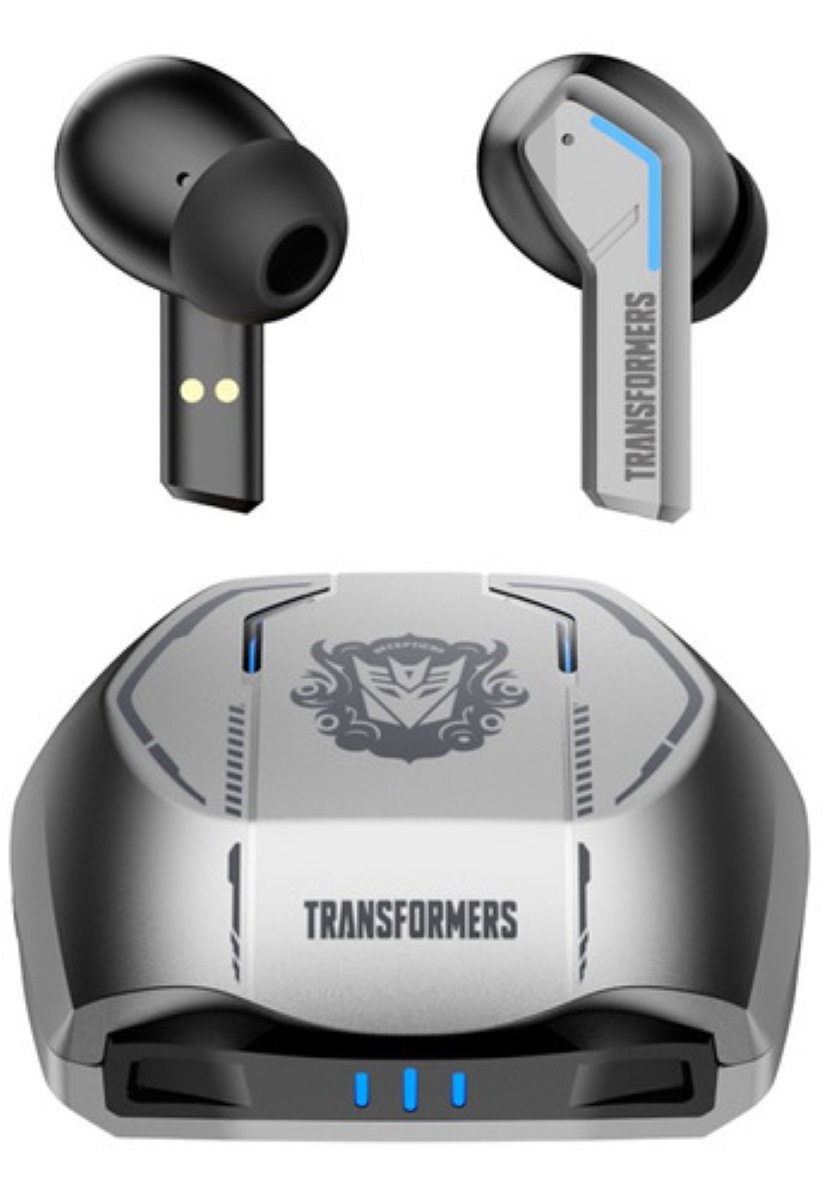 "Audífonos in-ear gamer inalámbricos Transformers Bluetooth TF-T06 TF-T06 plateado con luz LED "